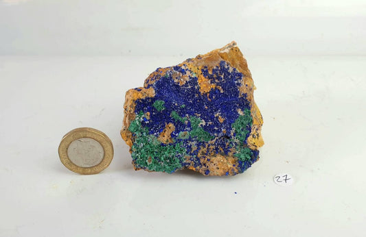 27) Azurite Malachite On Quartz Matrix Crystal