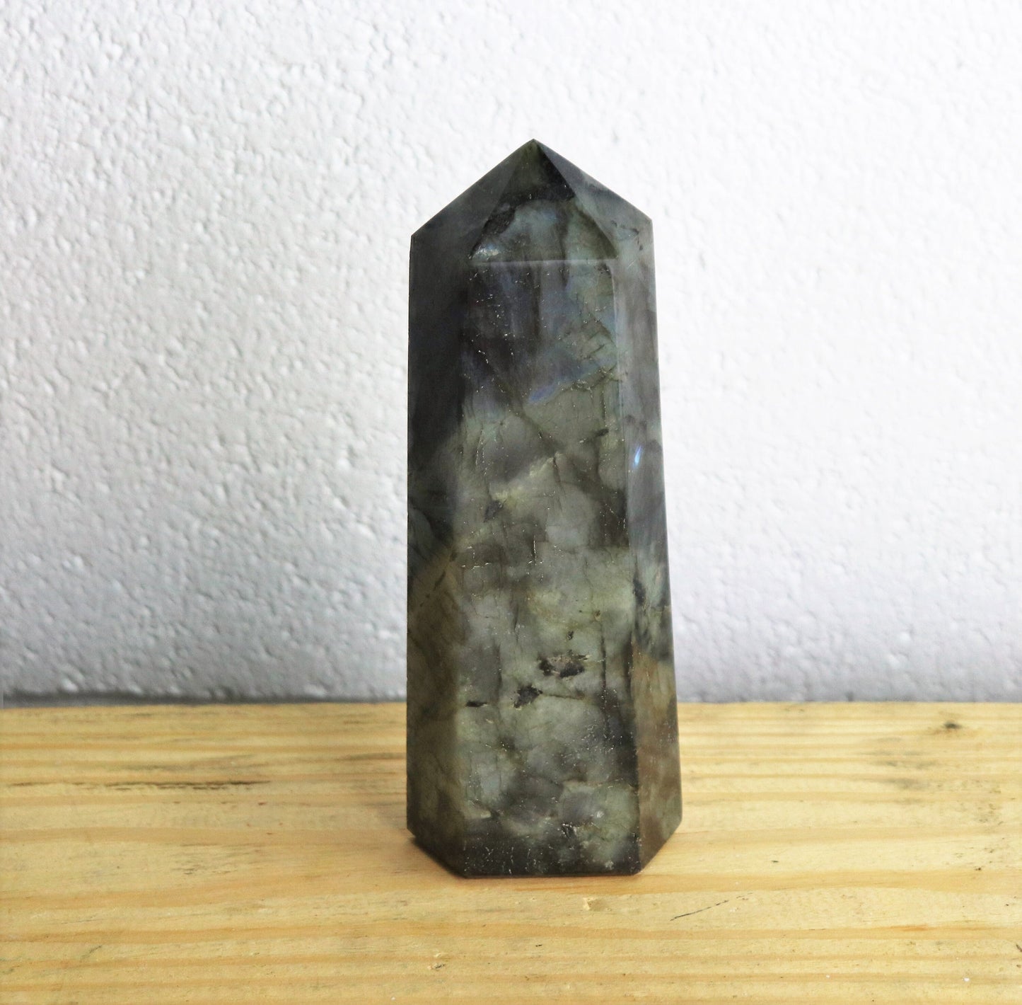 2) Large Labradorite Crystal Prism Tower