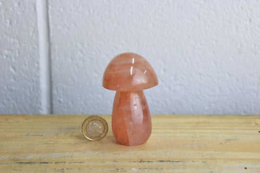 16) Red Hematoid Quartz Crystal Mushroom Carving