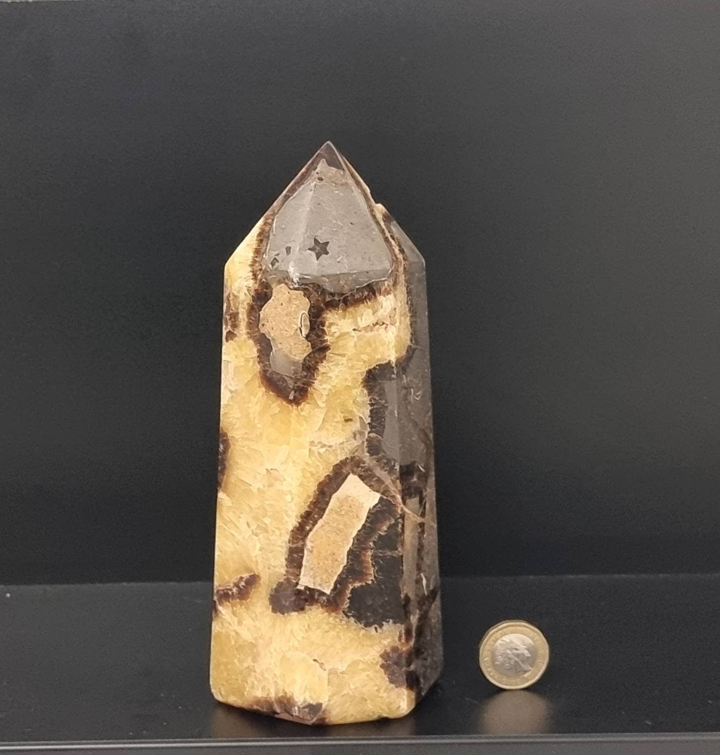 large septarian crystal point tower