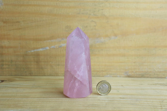 High grade polished rose quartz prism small