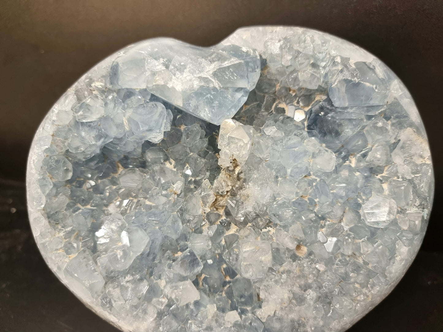 9) Extra Large Celestite Crystal Heart Double Face