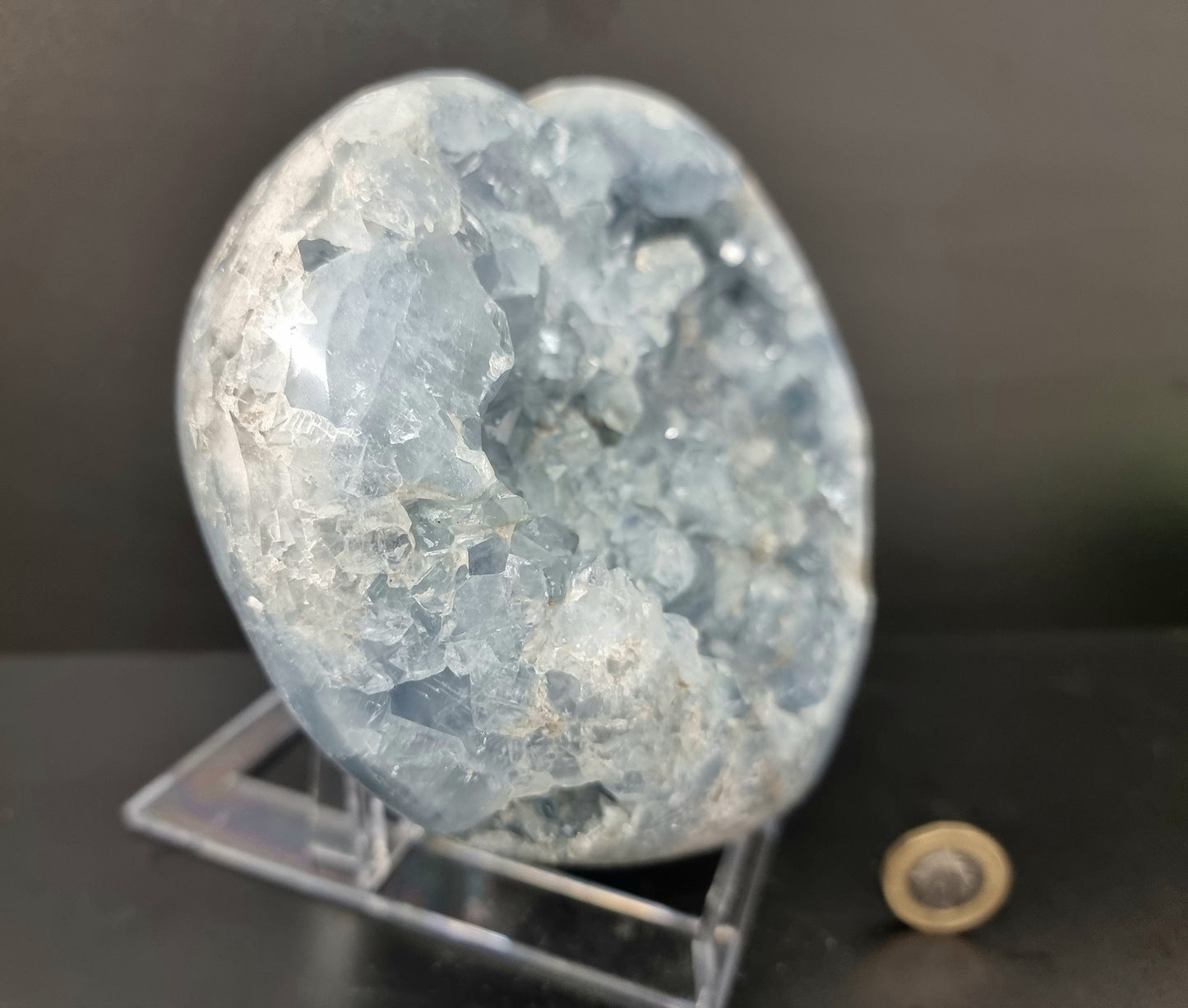 9) Extra Large Celestite Crystal Heart Double Face