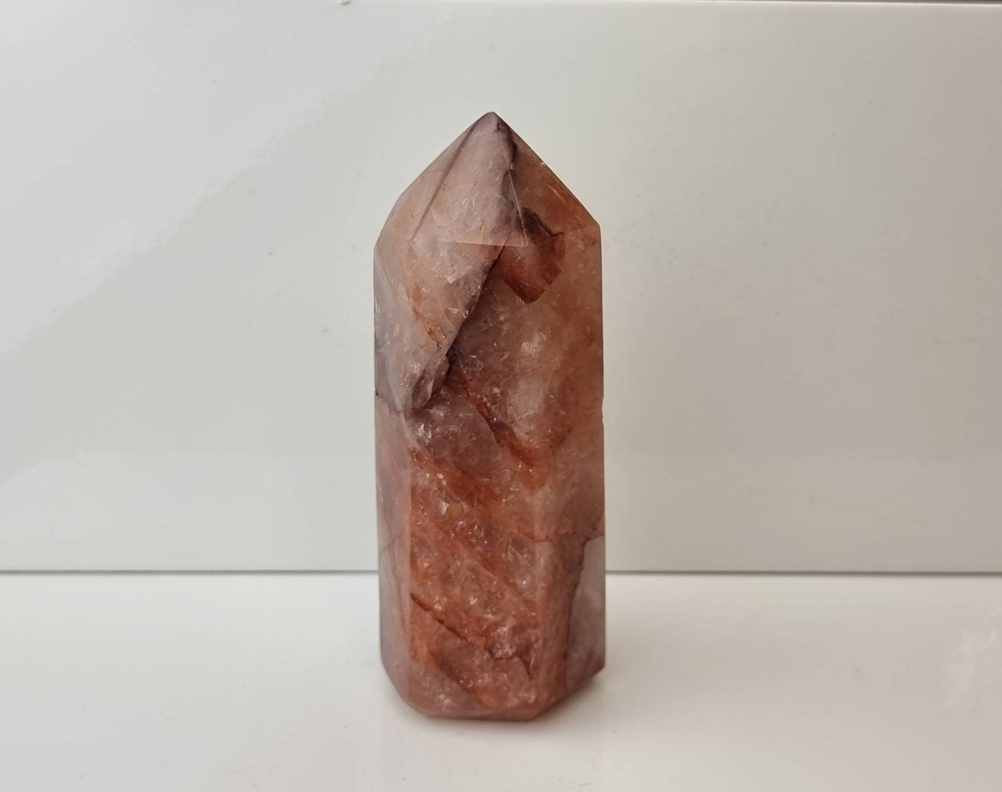 9) Fire Quartz Crystal Prism Tower Red Hematoid