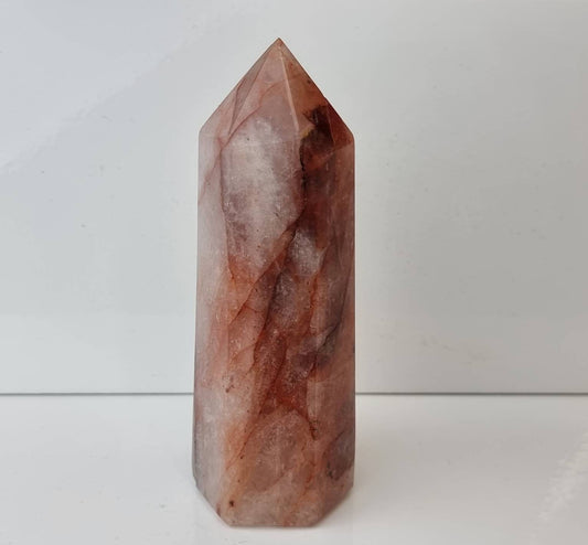  Red Hematoid / Fire Quartz Crystal Prism Tower