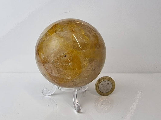 14) Golden Healer Quartz Crystal Sphere