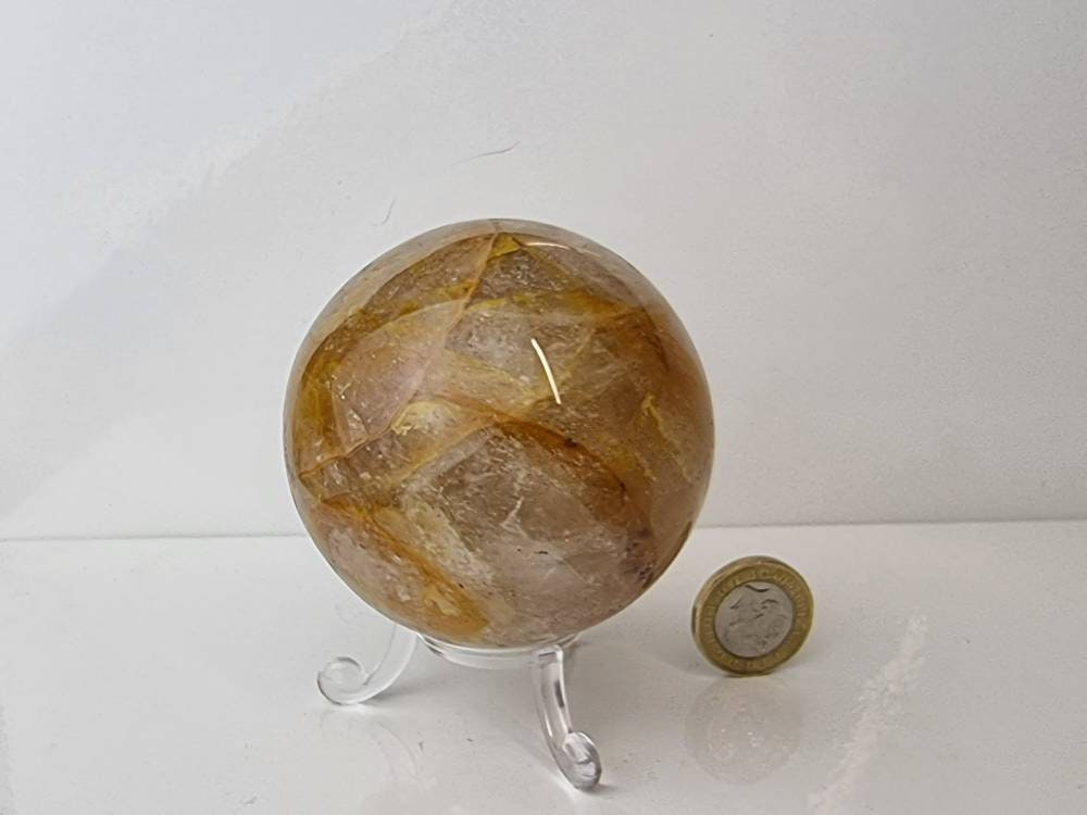 14) Golden Healer Quartz Crystal Sphere