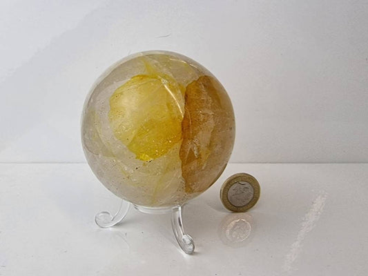 13) Golden Healer Quartz Crystal Sphere