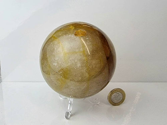 5) Golden Healer Quartz Crystal Sphere