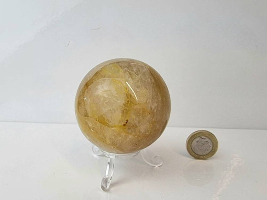 3) Golden Healer Quartz Crystal Sphere