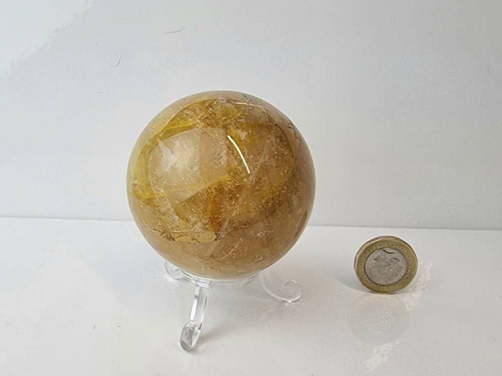 3) Golden Healer Quartz Crystal Sphere