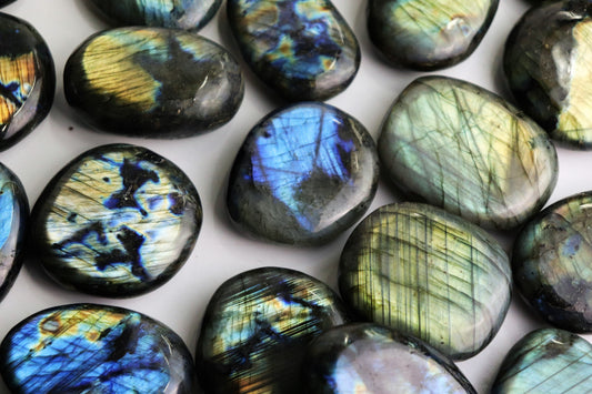 High Quality Labradorite Crystal  Palmstone from Madagascar