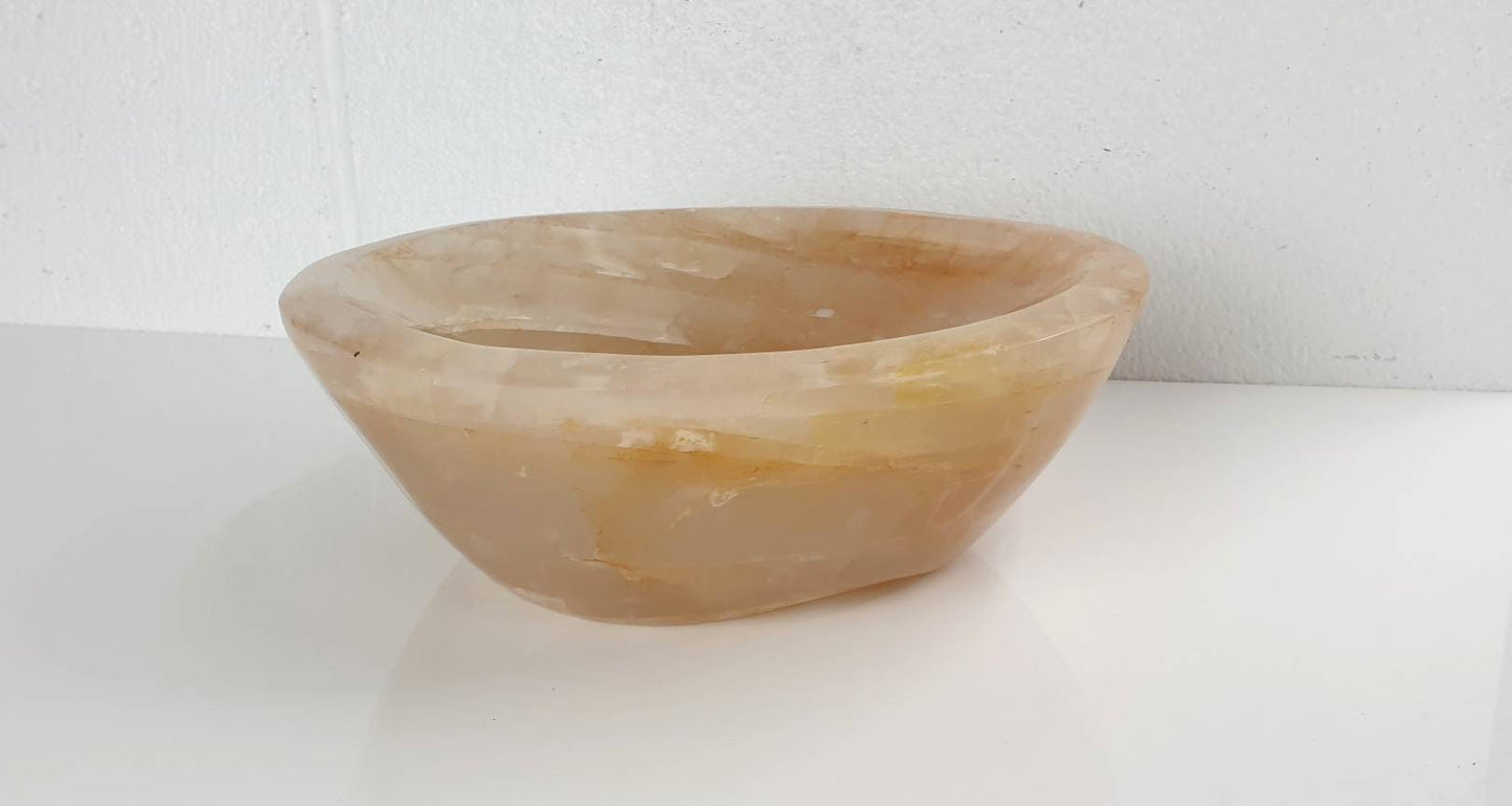 luxury crystal bowl in golden healer quartz