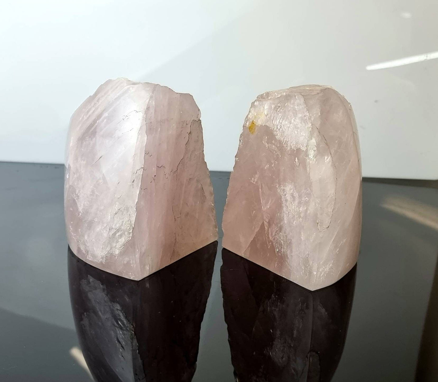 2) XL Large Rose Quartz Crystal Bookends