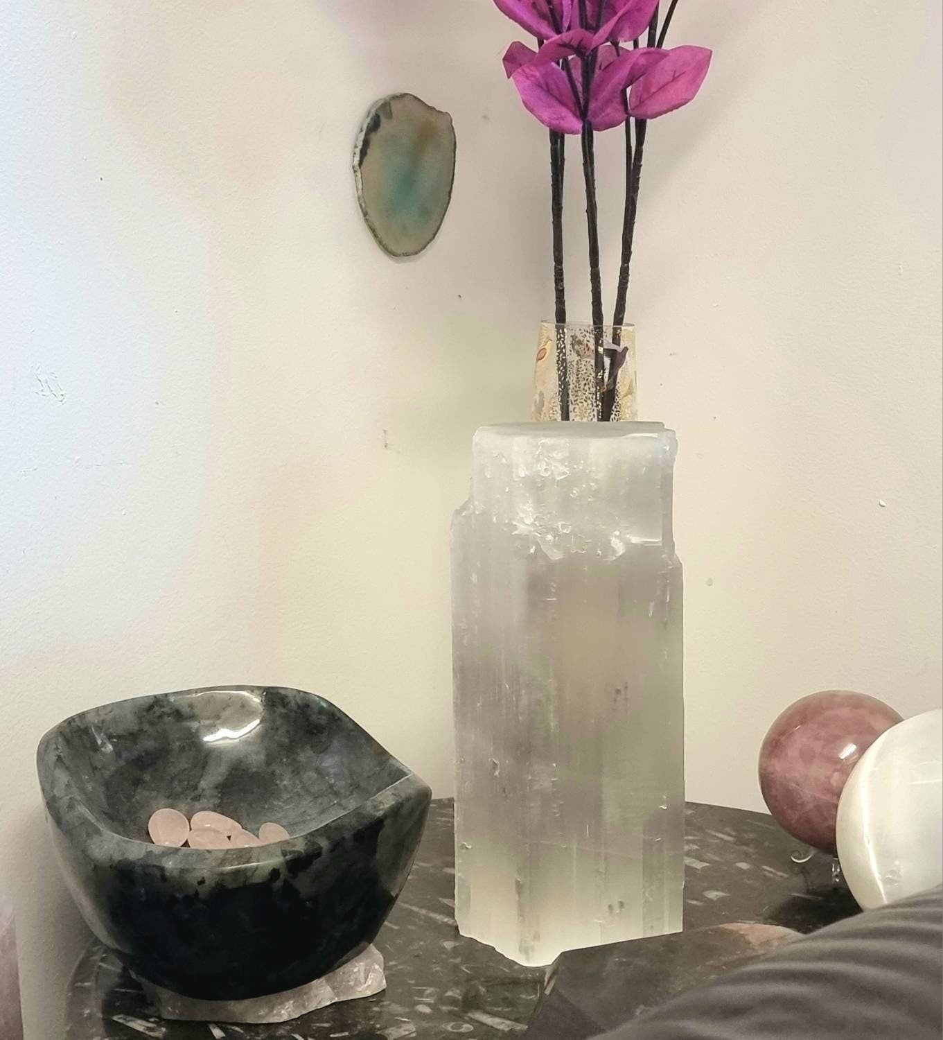 extra large selenite crystal log slab