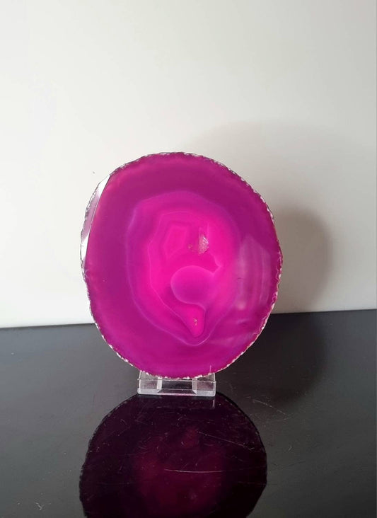 ASD30) large Agate Crystal Slice Pink Coaster