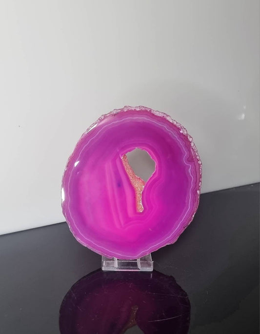 ASD23) large Agate Crystal Slice Pink Coaster