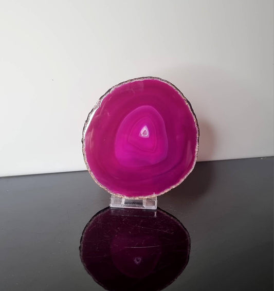 ASD32) large Agate Crystal Slice Pink Coaster