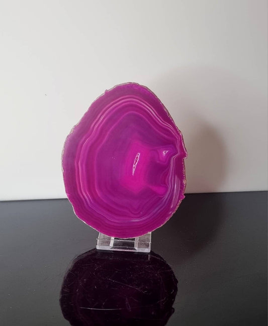 ASD25) large Agate Crystal Slice Pink Coaster