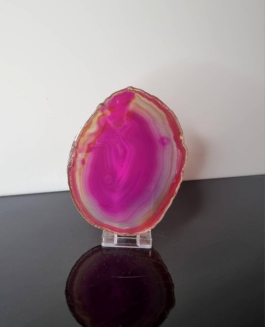 ASD16) large Agate Crystal Slice Pink Coaster