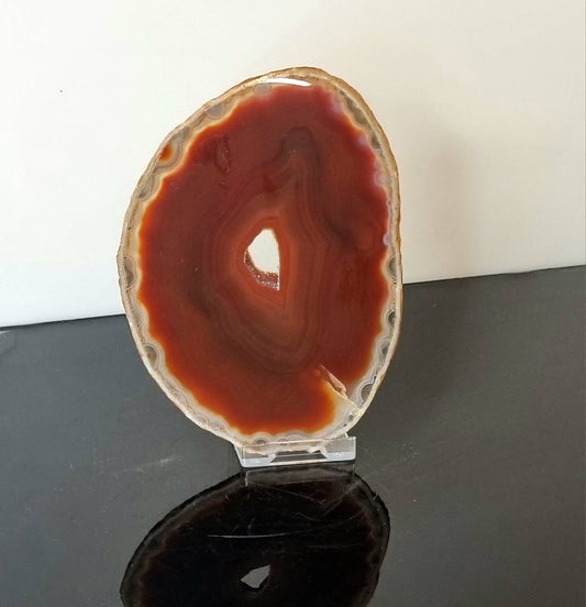 ASD19) Large Agate Crystal Slice Red / Orange