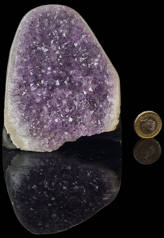 Cut base freestanding Amethyst Crystal Quartz Geode Uruguayan