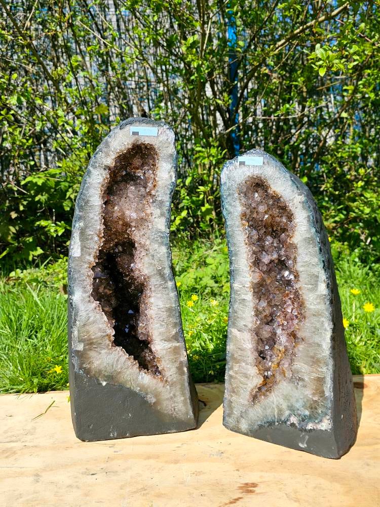 Large Brazilian Amethyst Crystal Church Pair