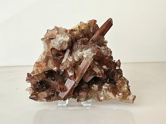 14) Hematite Stained Quartz Crystal Cluster