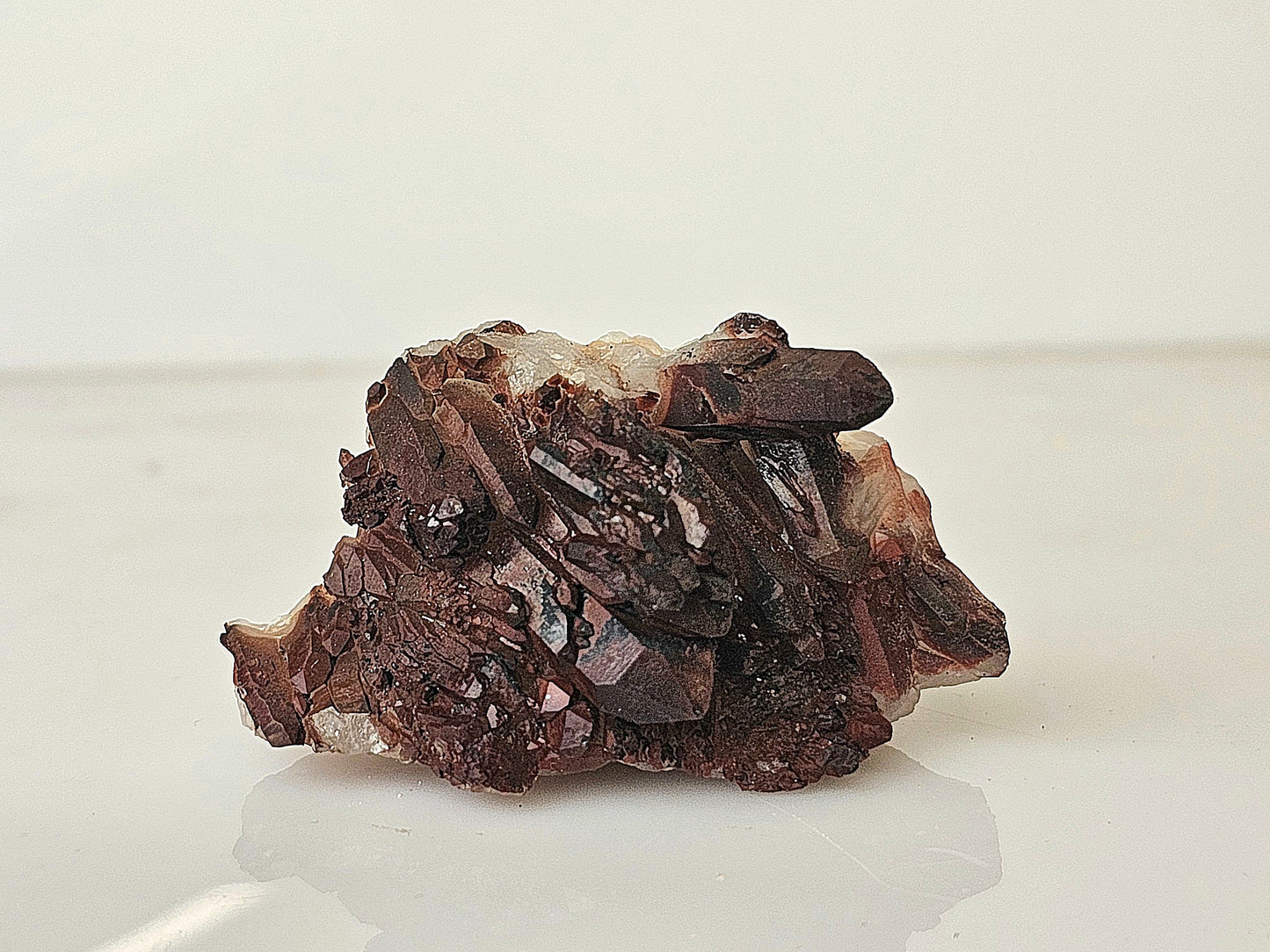 9) Hematite Stained Quartz Crystal Cluster