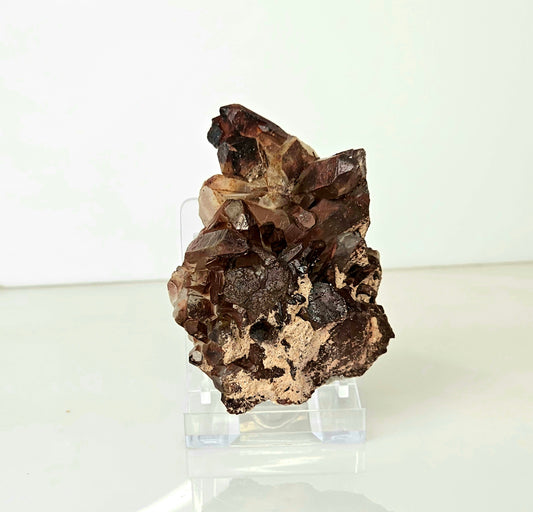 5) Hematite Stained Quartz Crystal Cluster