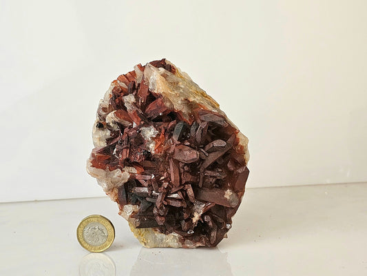 19) Large Hematite Stained Quartz Crystal Cluster