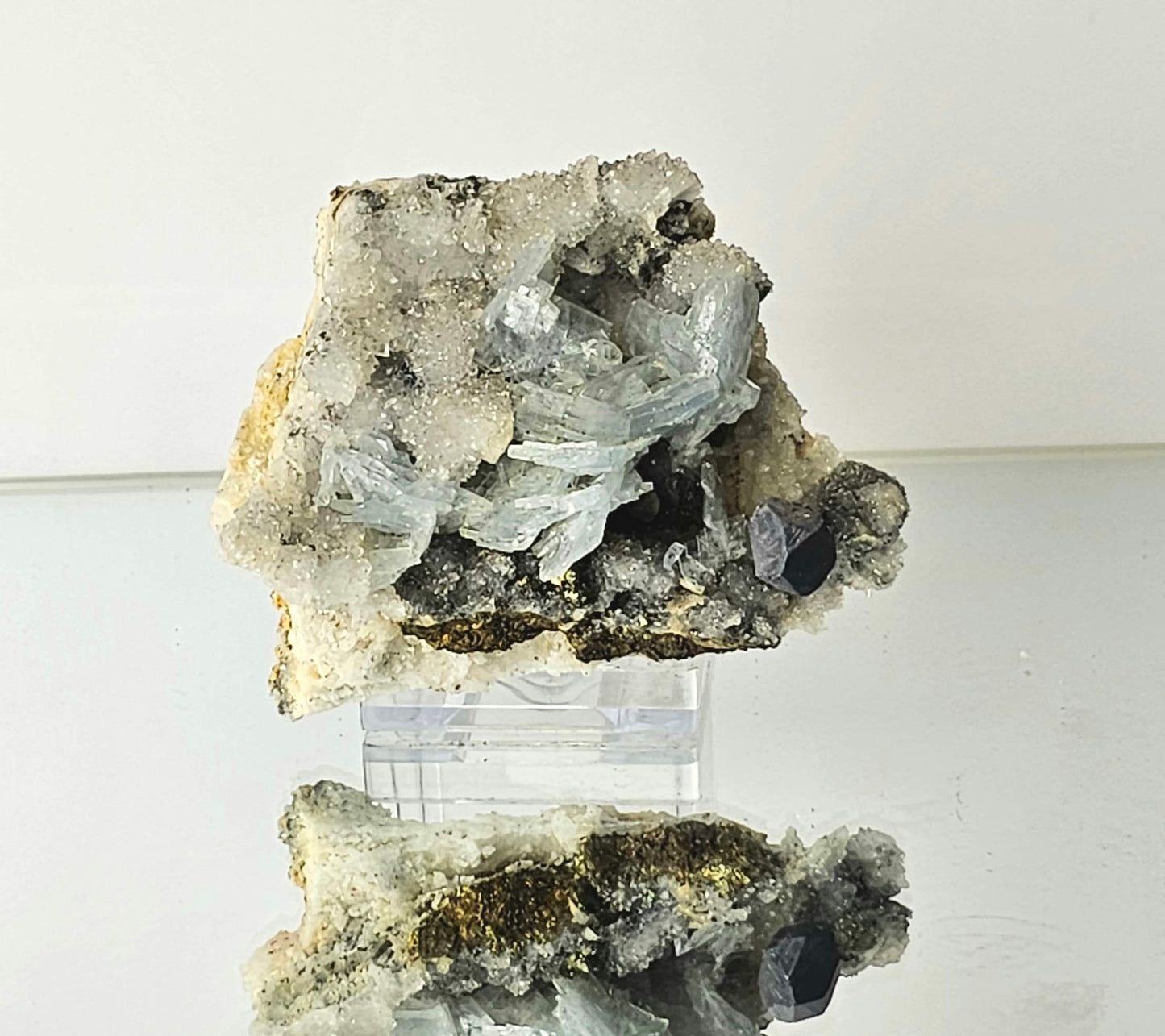 1) Blue Baryte Pyrite Crystal