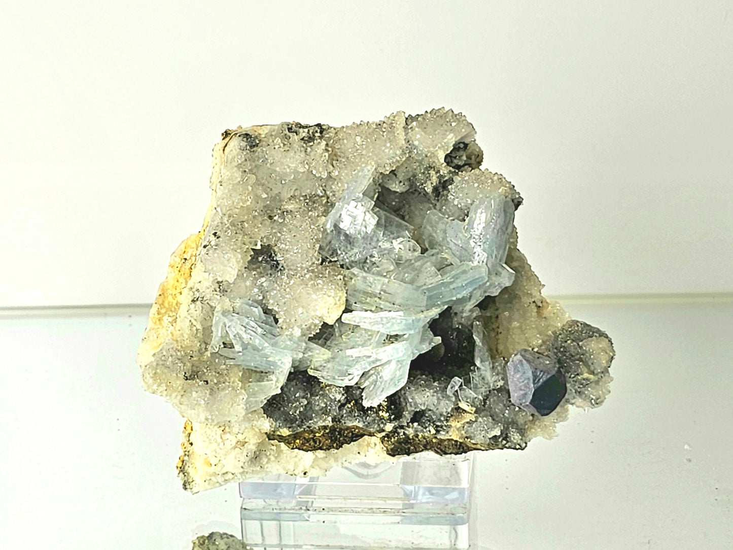 1) Blue Baryte Pyrite Crystal