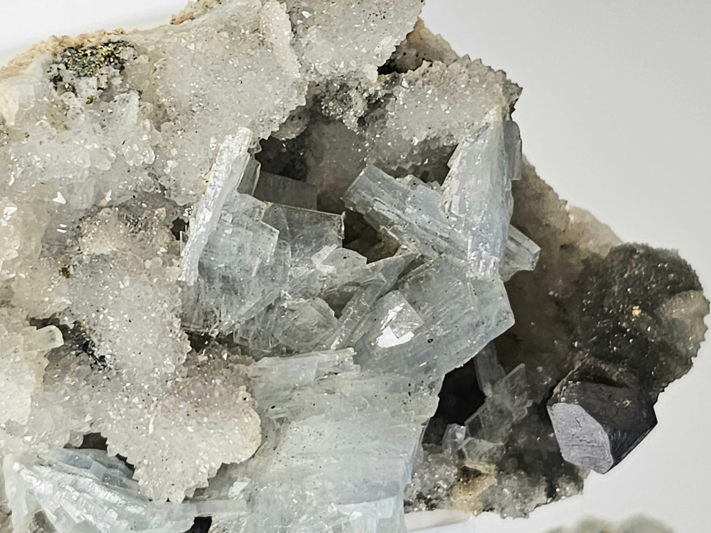 1) Blue Baryte Pyrite Crystal