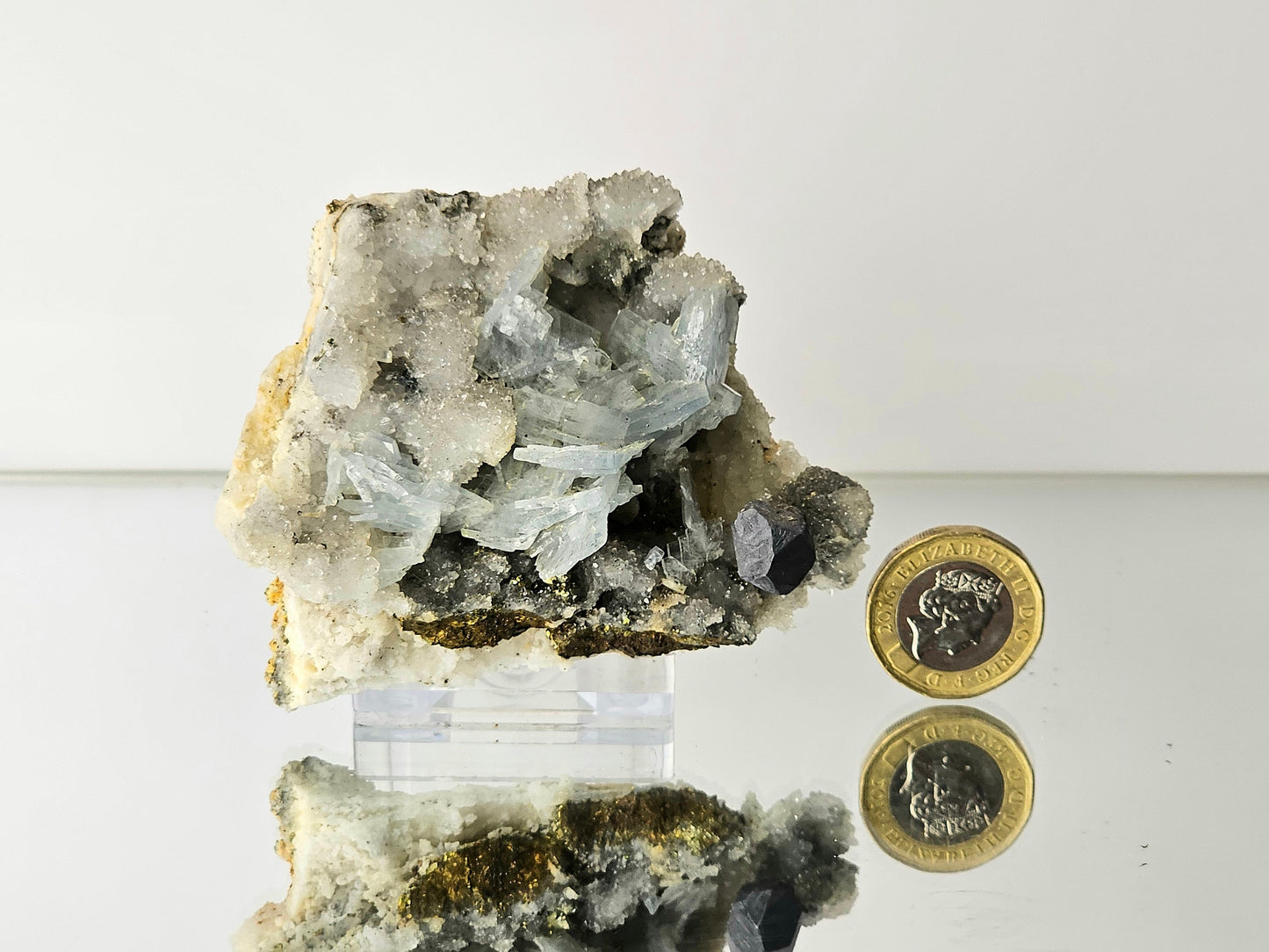 1) Blue Baryte Pyrite Crystal