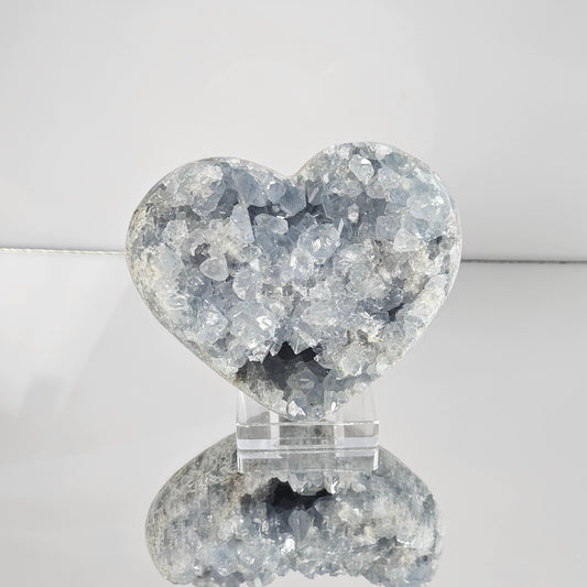 large celestite crystal heart