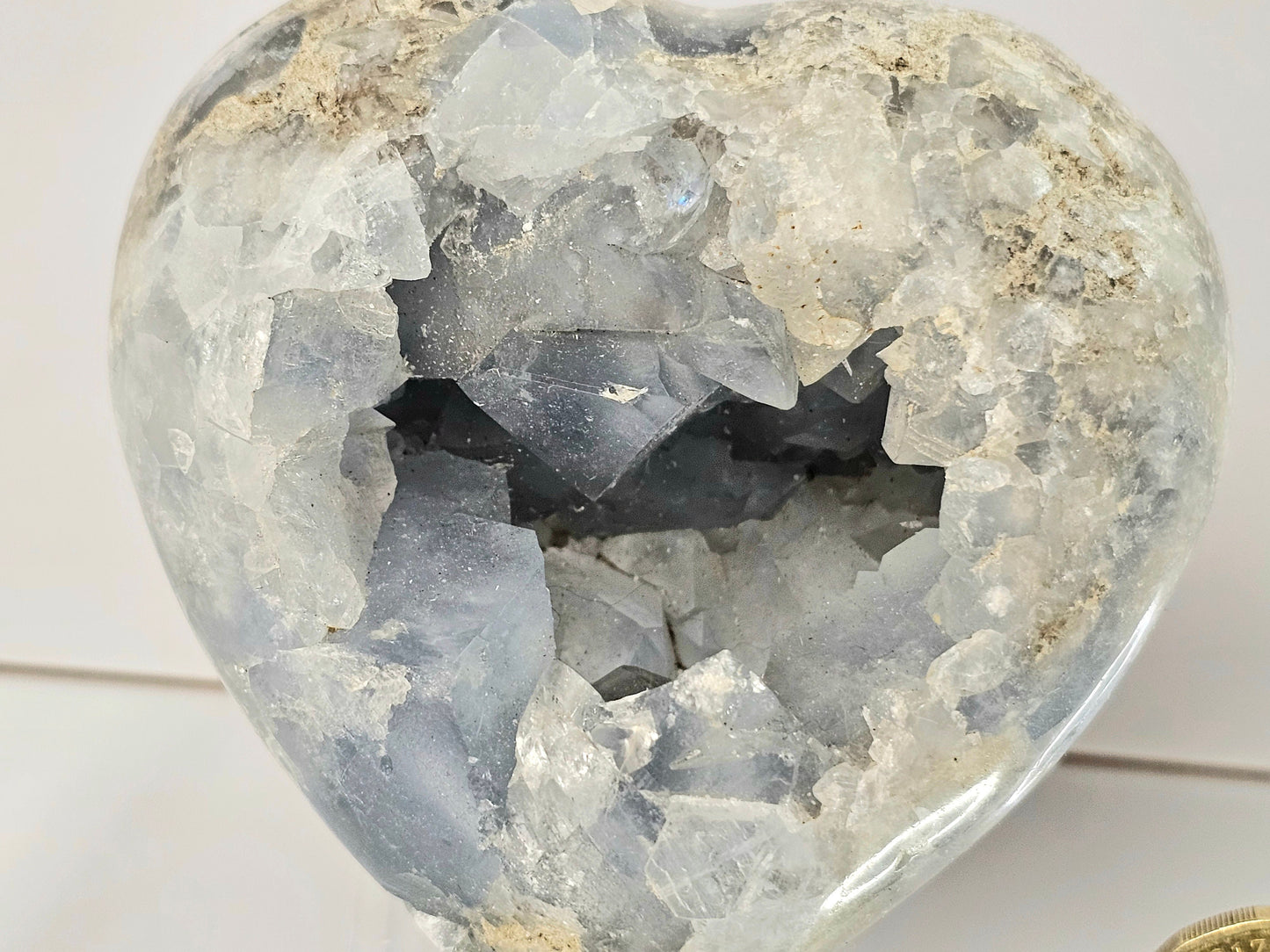 Large Celestite Crystal Heart (#1)